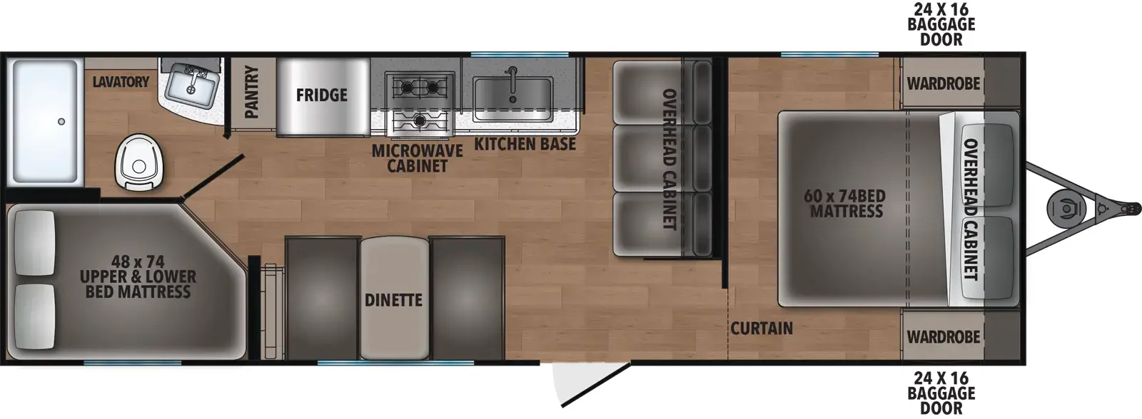 The Shasta I-5 Edition & Compact 526BH floorplan has one entry and zero slide outs. Exterior features include: metal exterior. Interiors features include: bunk beds and front bedroom.